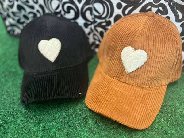 Corded Cap with Heart Patch•black available•