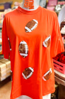 Go Big Orange! 🏈 Sequin Football Top